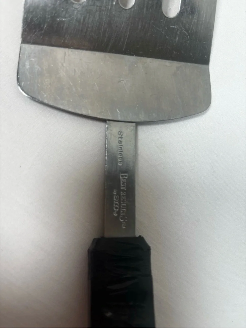 Vintage ECKO Best Results Slotted Spatula Stainless Steel with Black Handle